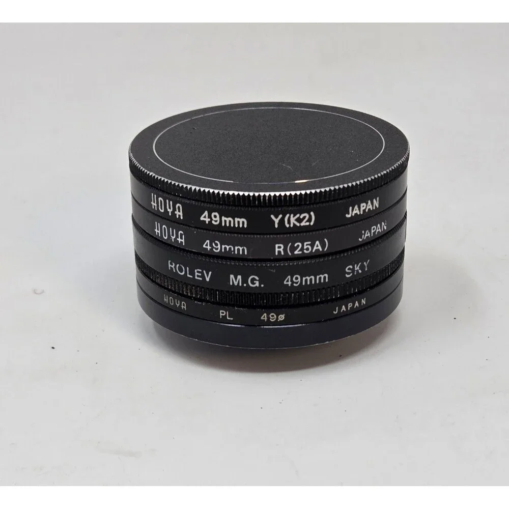 Hoya 49mm Camera Filter Set Y-K2 R25A Polarizer + Rolev SKY Vintage Film Japan